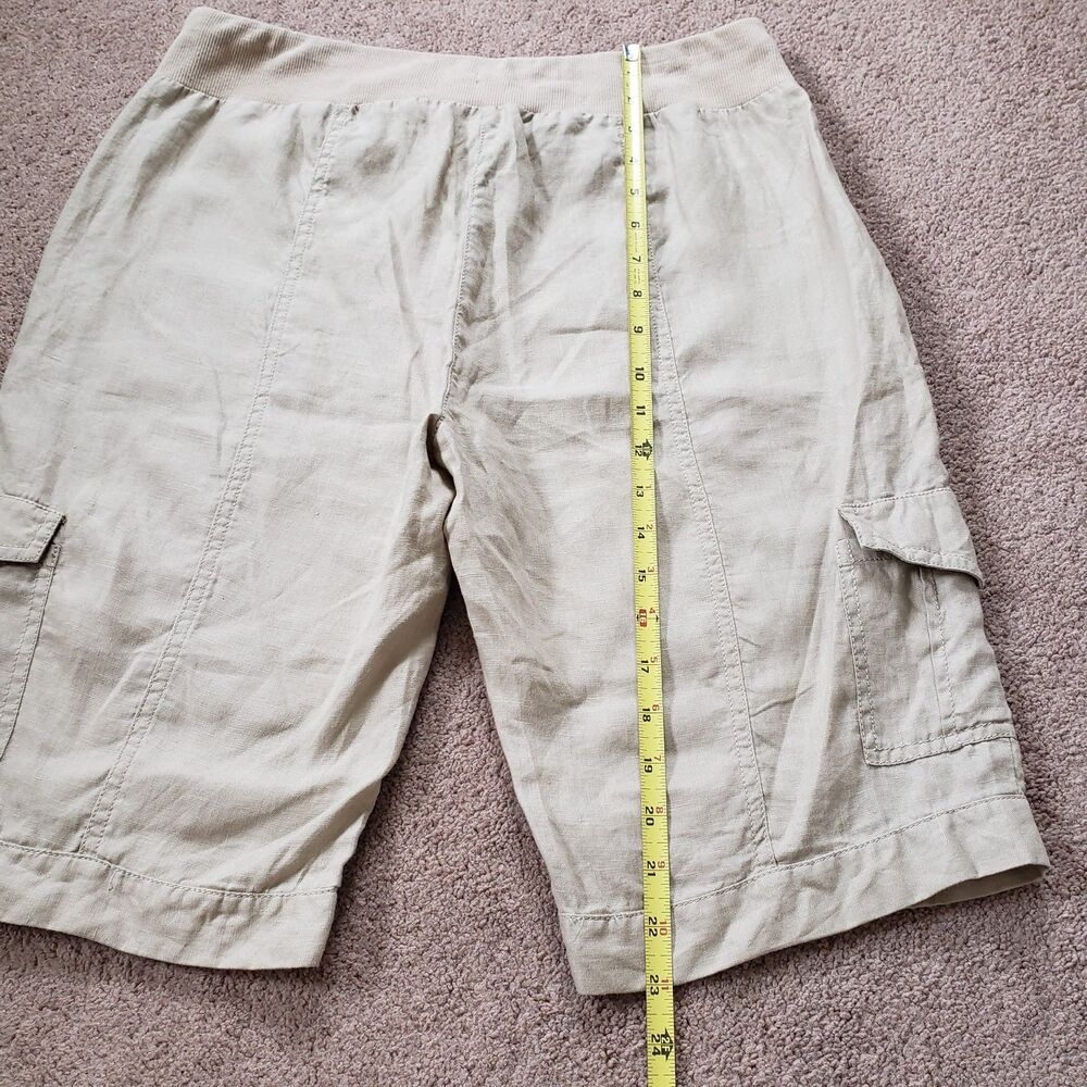 Eileen Fisher Women's Drawstring Organic Linen Cargo Shorts Natural Beige Small - Picture 11 of 13